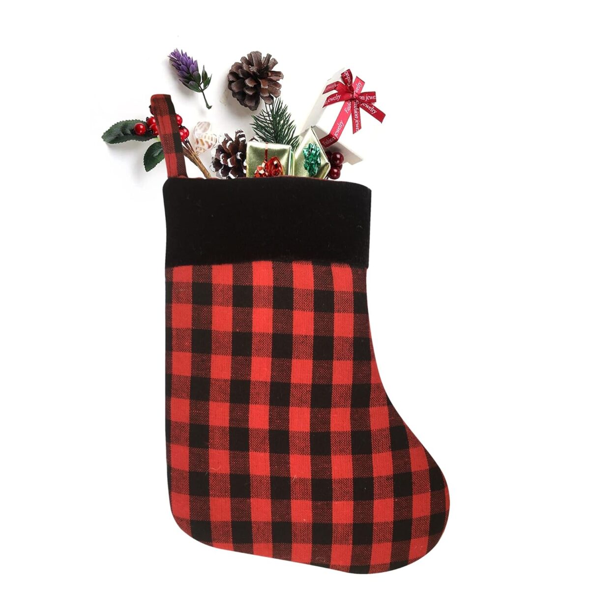 HOME HEART Christmas Stocking (9 inch,Buffalo Check Red 2 pc)