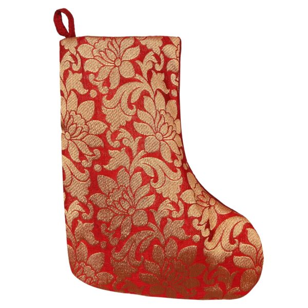 HOME HEART BEAUTIFUL SILK BROCADE 9" TALL CHRISTMAS STOCKING for FESTIVAL DÉCOR