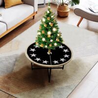 HOME HEART 44 INCH ROUND large CLASSIC VELVET STAR APPLIQUE DOUBLE LAYER THICK CHRISTMAS TREE SKIRT