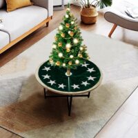 Click to open expanded view HOME HEART 24 INCH ROUND table top small CLASSIC VELVET STAR APPLIQUE DOUBLE LAYER THICK CHRISTMAS TREE SKIRT