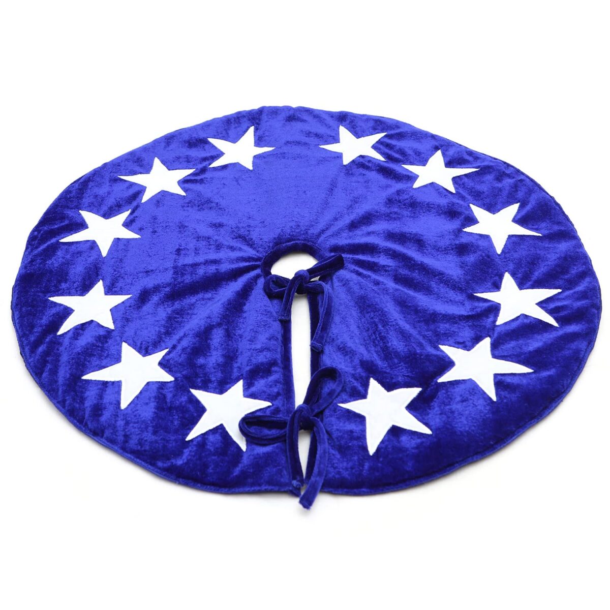 HOME HEART 44 INCH ROUND large CLASSIC VELVET STAR APPLIQUE DOUBLE LAYER THICK CHRISTMAS TREE SKIRT