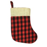 HOME HEART CHRISTMAS STOCKING (9 inch,Red Buffalo check jute cuff 1 pc)