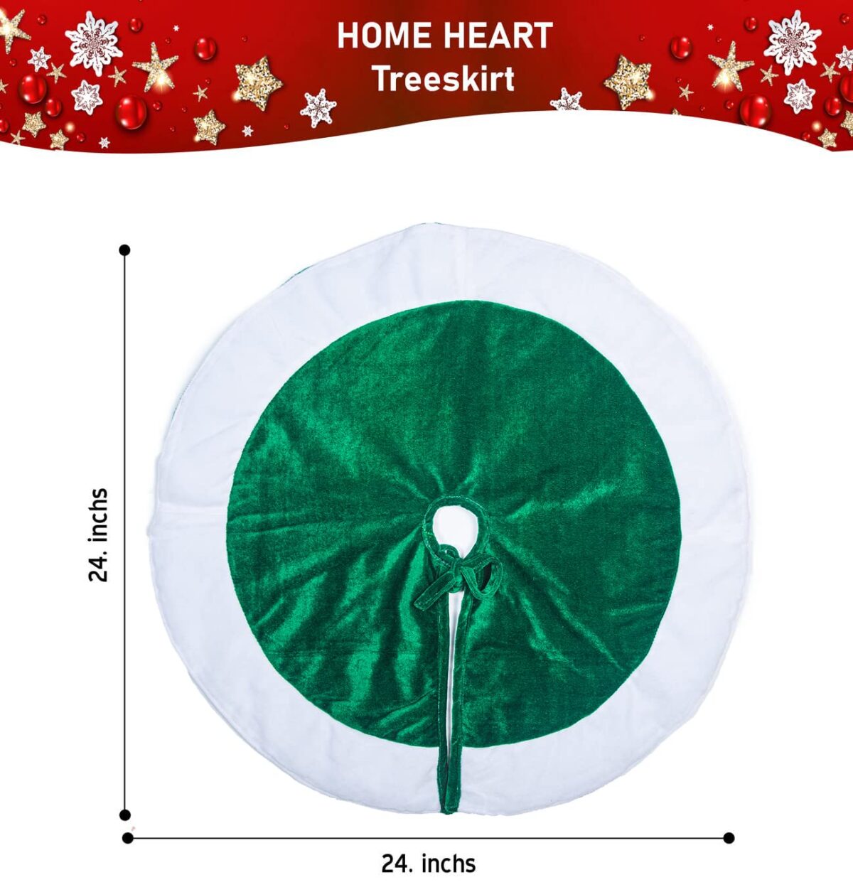 HOME HEART 24 INCH ROUND CLASSIC VELVET DOUBLE LAYER THICK CHRISTMAS TREE SKIRT (5730S)