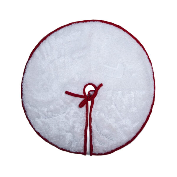 HOME HEART 24 INCH ROUND CHRISTMAS TREE SKIRT Snowy white plush velvet double layer (5731S)