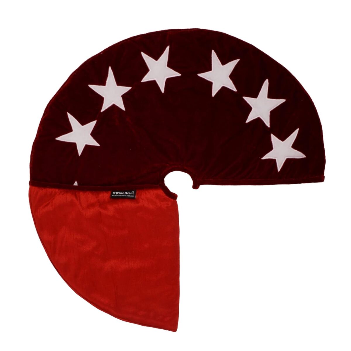 HOME HEART 24 INCH ROUND table top small CLASSIC VELVET STAR APPLIQUE DOUBLE LAYER THICK CHRISTMAS TREE SKIRT (5810S)