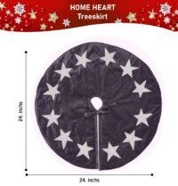 HOME HEART 24 INCH ROUND table top small CLASSIC VELVET STAR APPLIQUE DOUBLE LAYER THICK CHRISTMAS TREE SKIRT (5811S)