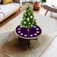 HOME HEART 24 INCH ROUND table top small CLASSIC VELVET STAR APPLIQUE DOUBLE LAYER THICK CHRISTMAS TREE SKIRT (5814S)