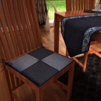 Chair pad denim country style reversible with ties