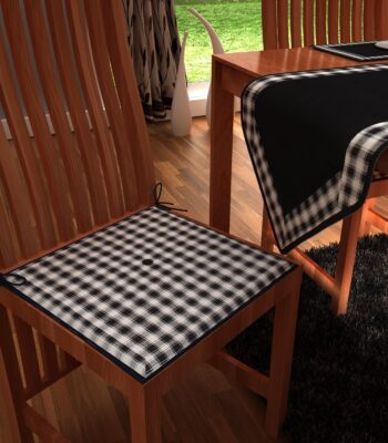 Chair pad buffalo plaid reversible with ties