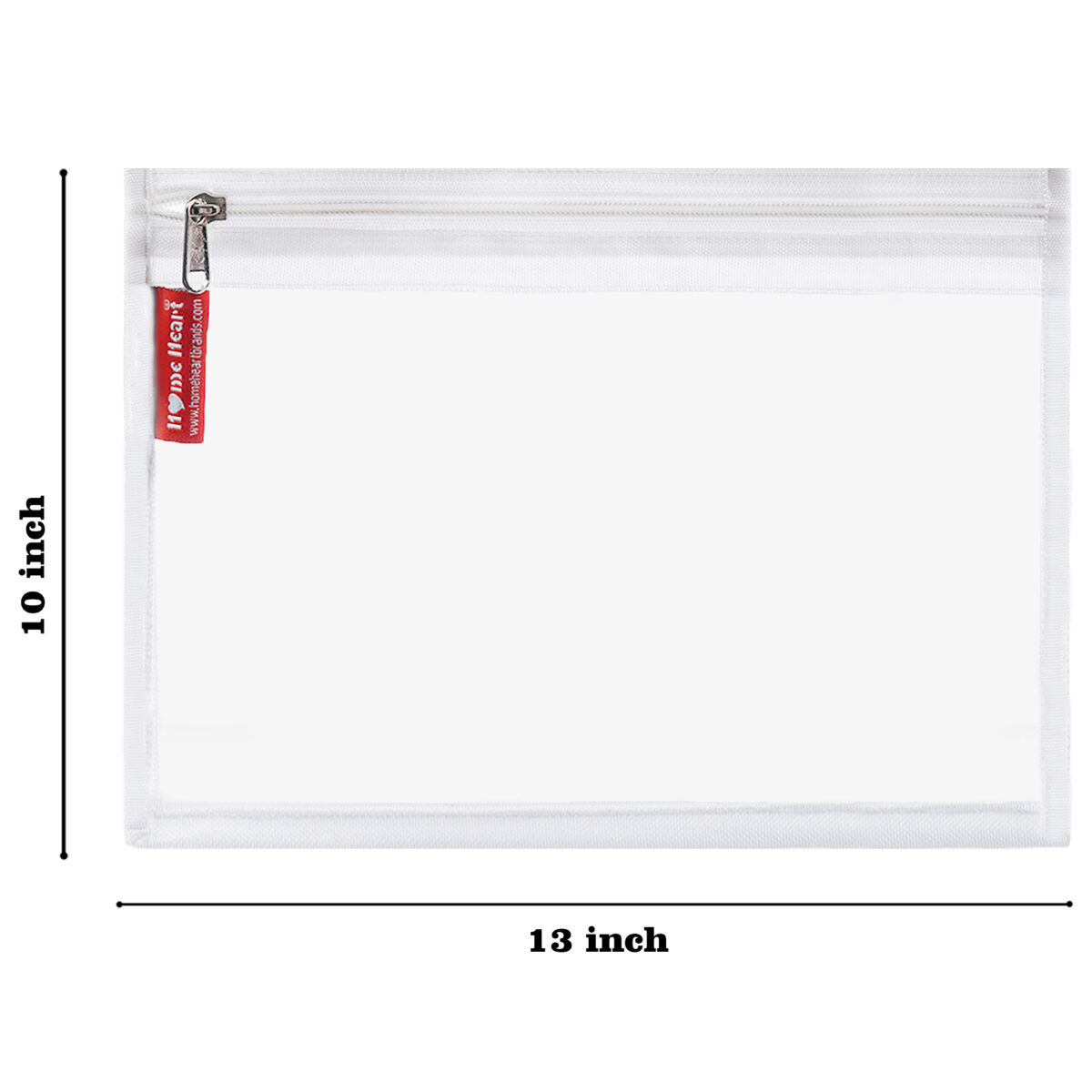 HOME HEART Brands Multi-Purpose Clear PVC Organizer Bag for Travel Cosmetics Office School Classroom Organization(White Side) Zipper Closure