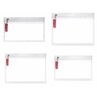 HOME HEART Brands Multi-Purpose Clear PVC Leatherette Organizer Bag for Travel Cosmetics Office School Classroom Organization(Black Side) Zipper Closure