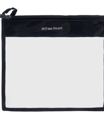 HOME HEART Brands Multi-Purpose Clear PVC Leatherette Organizer Bag for Travel Cosmetics Office School Classroom Organization(Black Side) Zipper Closure (Made in India) 4 Pack