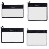 HOME HEART Brands Multi-Purpose Clear PVC Leatherette Organizer Bag for Travel Cosmetics Office School Classroom Organization(Black Side) Zipper Closure (Made in India) 4 Pack