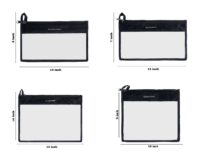 HOME HEART Brands Multi-Purpose Clear PVC Leatherette Organizer Bag for Travel Cosmetics Office School Classroom Organization(Black Side) Zipper Closure (Made in India) 4 Pack