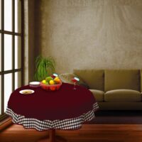 COFFEE TABLE CLOTH 24" ROUND SMALL VICTORIAN DUCK COTTON  burgundy - 2 SEATER - Image 2
