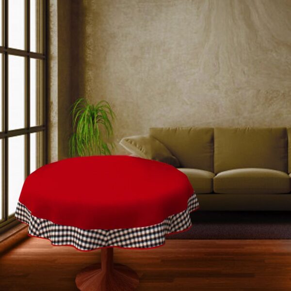COFFEE TABLE CLOTH 24" ROUND SMALL VICTORIAN DUCK COTTON  RED - 2 SEATER