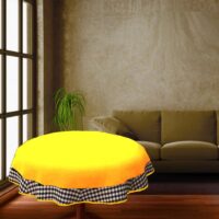 COFFEE TABLE CLOTH 24" ROUND SMALL VICTORIAN DUCK COTTON  Yellow - 2 SEATER