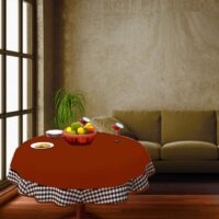 COFFEE TABLE CLOTH 24" ROUND SMALL VICTORIAN DUCK COTTON  Rust - 2 SEATER - Image 2