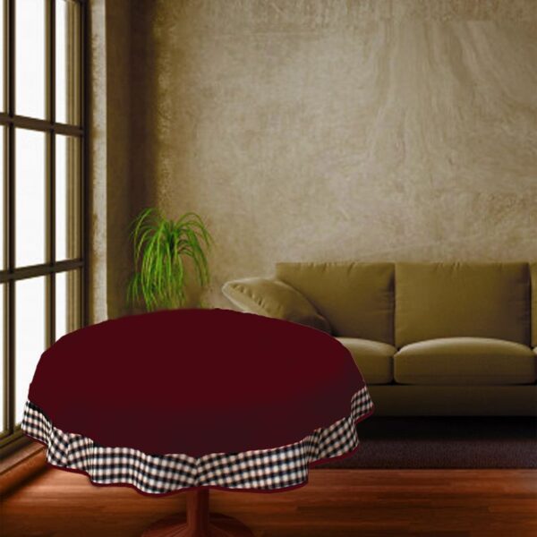 COFFEE TABLE CLOTH 24" ROUND SMALL VICTORIAN DUCK COTTON  burgundy - 2 SEATER