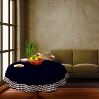 COFFEE TABLE CLOTH 24" ROUND SMALL VICTORIAN DUCK COTTON  Navy Blue - 2 SEATER - Image 2