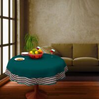 COFFEE TABLE CLOTH 24" ROUND SMALL VICTORIAN DUCK COTTON  Green - 2 SEATER - Image 2