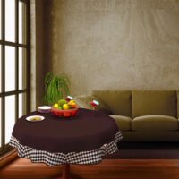 COFFEE TABLE CLOTH 24" ROUND SMALL VICTORIAN DUCK COTTON  Brown - 2 SEATER - Image 2