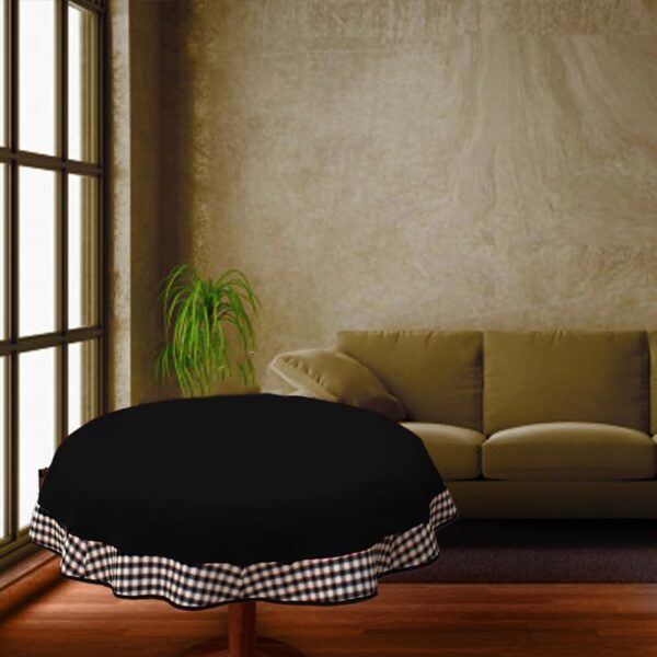 COFFEE TABLE CLOTH 24" ROUND SMALL VICTORIAN DUCK COTTON  BLACK - 2 SEATER